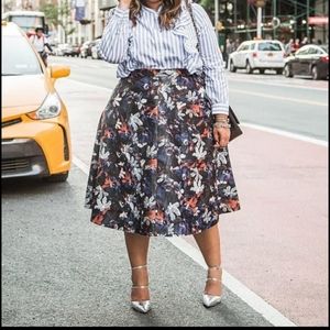 Vegan Leather Floral Skirt